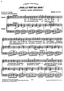 Sept Melodies, Op.32: No.1 Hier le vent du soir by César Cui