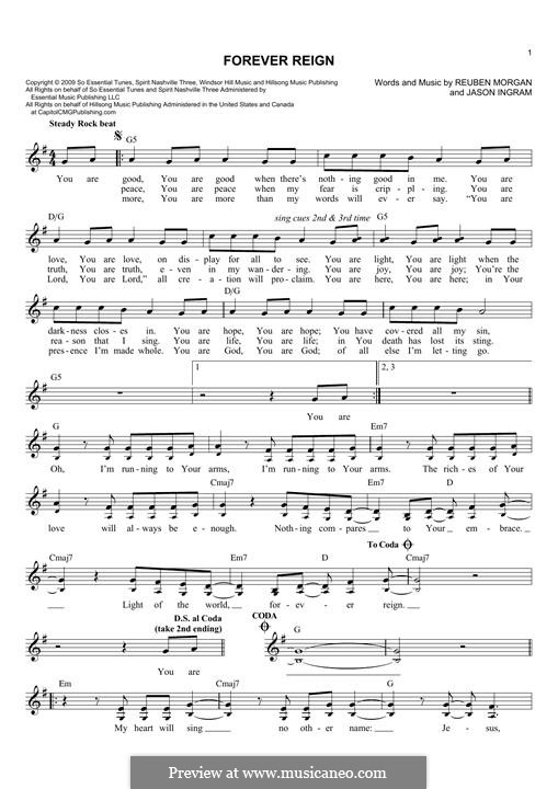 Forever Reign (Hillsong United): Melody line by Jason David Ingram, Reuben Morgan