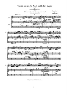 Concerto No.1 in B Flat Major: For violin and piano by Tomaso Albinoni
