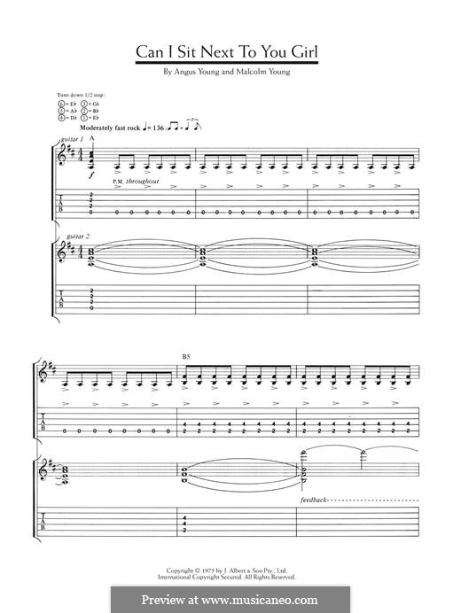 Can I Sit Next to You Girl (AC/DC): For guitar with tab by Angus Young, Malcolm Young