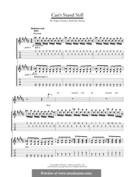 Can't Stand Still (AC/DC): For guitar with tab by Angus Young, Malcolm Young