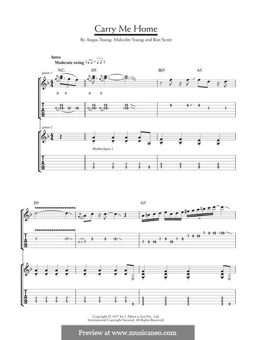 Carry Me Home (AC/DC): For guitar with tab by Angus Young, Bon Scott, Malcolm Young