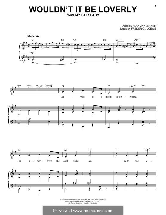 Wouldn't It Be Loverly (from My Fair Lady): For voice and piano by Frederick Loewe