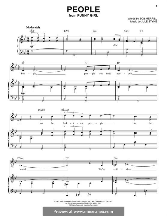 People from Funny Girl (Barbra Streisand): For voice and piano by Jule Styne