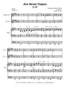 Ave verum corpus, K.618: Duet for soprano and altosaxophone - organ accompaniment by Wolfgang Amadeus Mozart