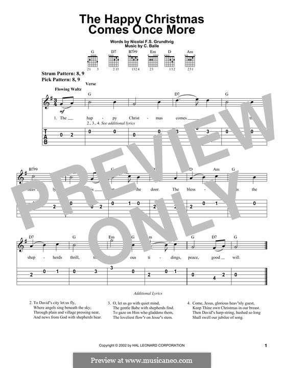 The Happy Christmas Comes Once More: For guitar with tab by C. Balle