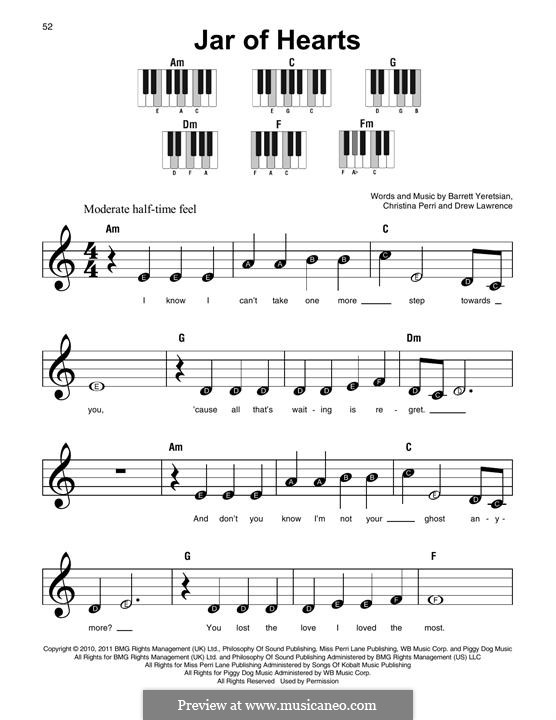 Jar of Hearts: For any instrument by Barrett Yeretsian, Christina Perri, Drew Lawrence