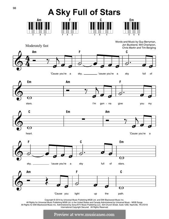 A Sky Full Of Stars Coldplay By C Martin G Berryman J Buckland Avicii W Champion On Musicaneo A Sky Full Of Stars Coldplay By C Martin G Berryman J Buckland Avicii W Champion On Musicaneo