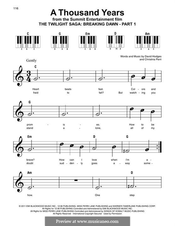 A Thousand Years: For any instrument by Christina Perri, David Hodges