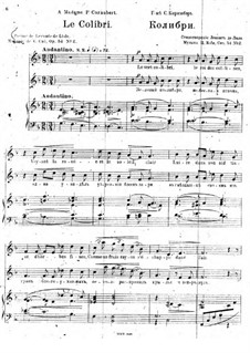 Five Romances, Op.54: No.2 Le colibri by César Cui