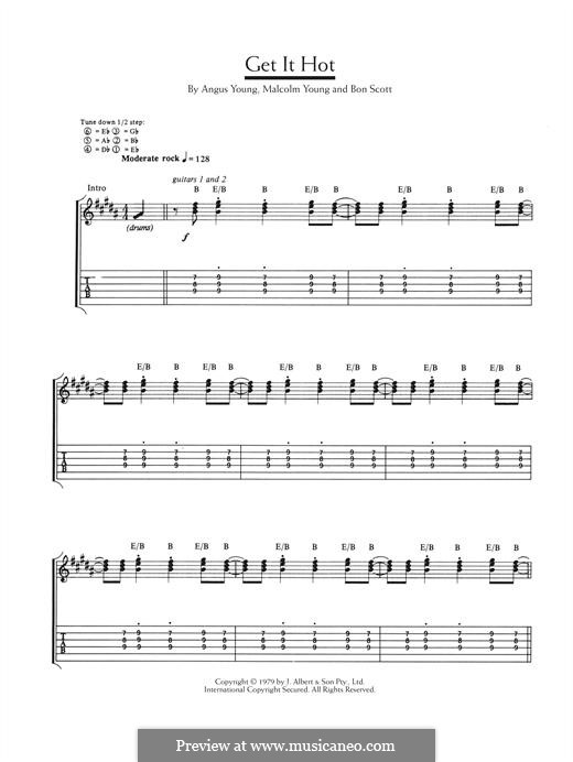 Get It Hot (AC/DC): For guitar with tab by Angus Young, Bon Scott, Malcolm Young