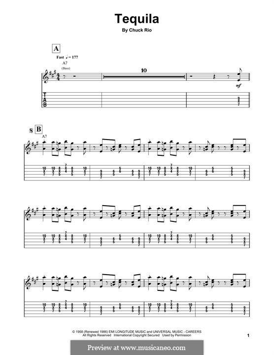 Tequila (The Champs): For guitar with tab by Chuck Rio