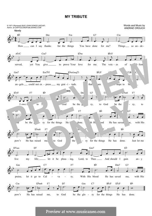 My Tribute by A. Crouch - sheet music on MusicaNeo
