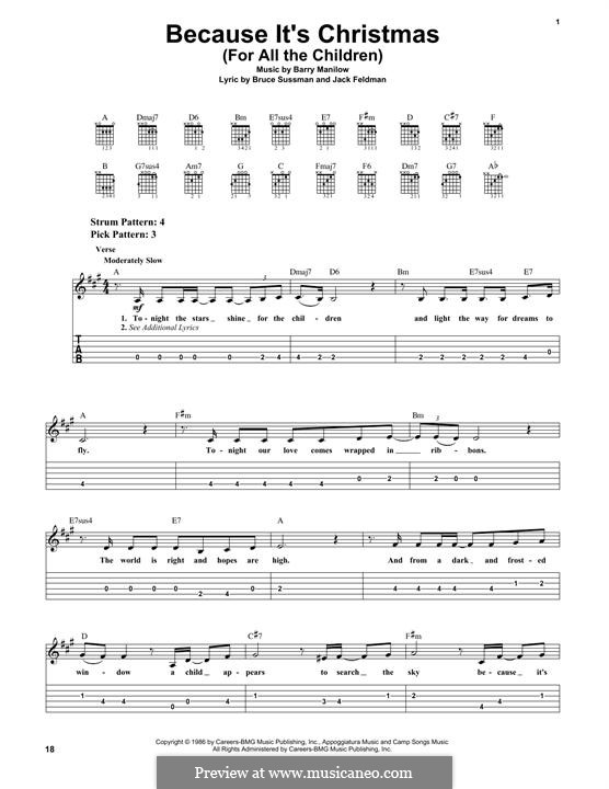 Because It's Christmas (For All the Children): For guitar with tab by Barry Manilow