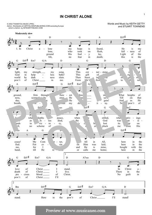 In Christ Alone (Newsboys): Melody line by Keith Getty, Stuart Townend