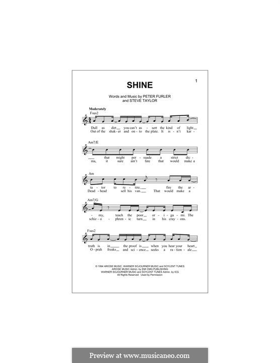 Shine (Newsboys): Melody line by Peter Furler, Steve Taylor