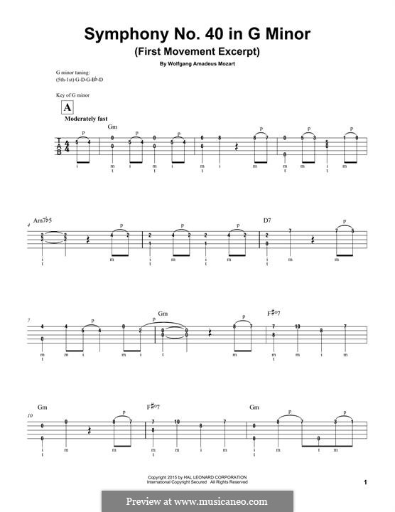 Movement I: Excerpt, for banjo by Wolfgang Amadeus Mozart