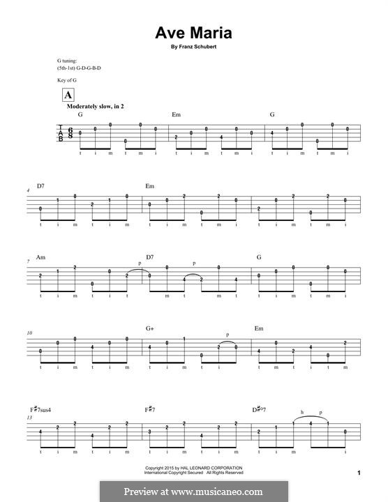 One instrument version: For banjo by Franz Schubert