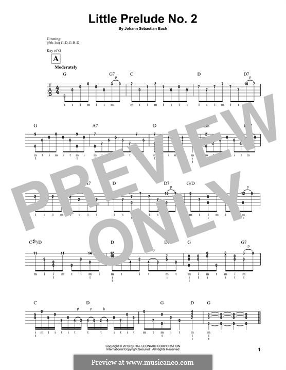 Twelve Little Preludes: Prelude No.2 in C Major, for banjo by Johann Sebastian Bach