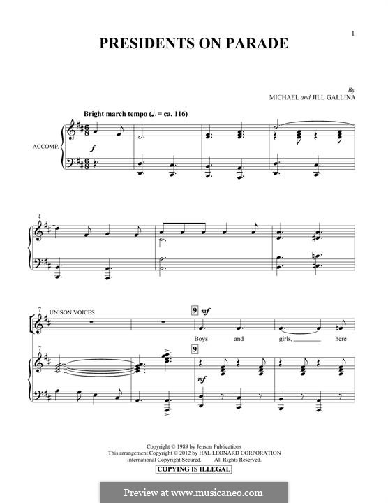 Presidents on Parade: For voice and piano by Jill Gallina