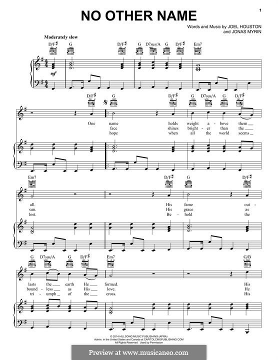 No Other Name (Casting Crowns): For voice and piano (or guitar) by Jonas Myrin, Joel Houston