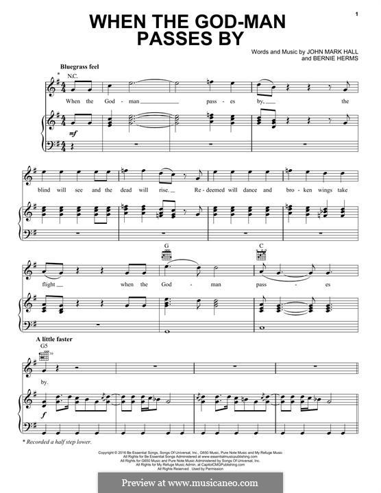 When the God Man Passes By (Casting Crowns): For voice and piano (or guitar) by Bernie Herms, John Mark Hall
