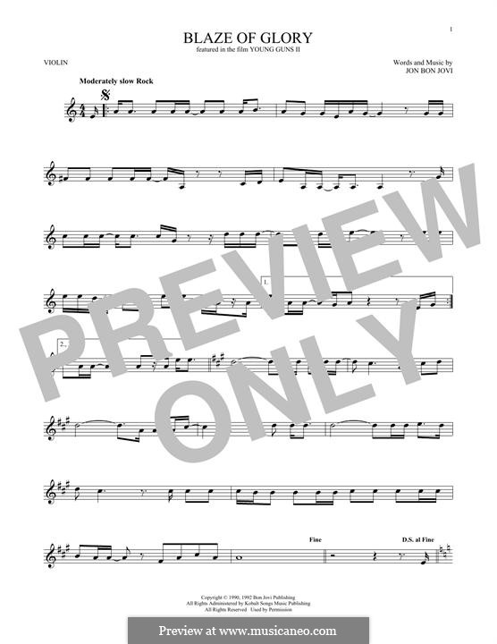 Blaze of Glory (Bon Jovi): For violin by Jon Bon Jovi