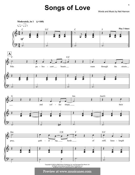 Songs of Love (The Divine Comedy): For voice and piano by Neil Hannon