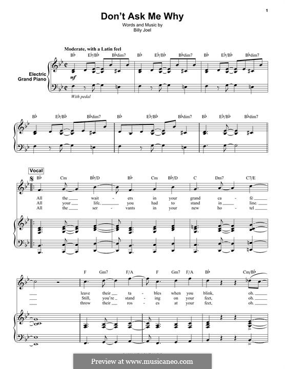 Don't Ask Me Why: For keyboard by Billy Joel