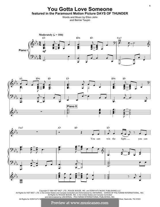 You Gotta Love Someone by E. John sheet music on MusicaNeo