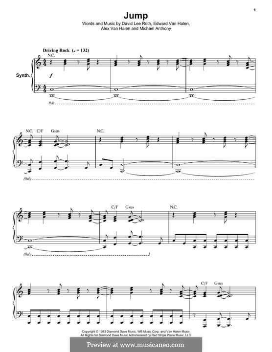 Jump (Van Halen): For synthesizer by Alex Van Halen, David Lee Roth, Edward Van Halen, Michael Anthony