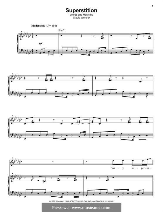 Vocal version (Superstition) by S. Wonder - sheet music on MusicaNeo