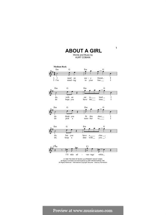 About a Girl (Nirvana): Melody line by Kurt Cobain