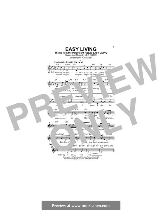 Easy Living (Billie Holiday): Lyrics and chords by Leo Robin, Ralph Rainger