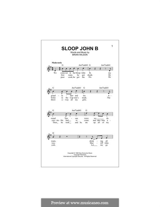 Sloop John B: Melody line by Brian Wilson