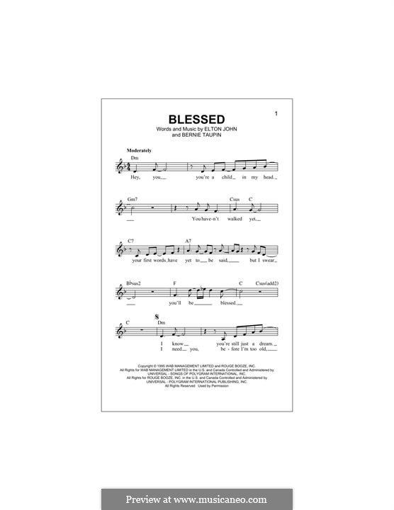 Blessed: Lyrics and chords by Elton John