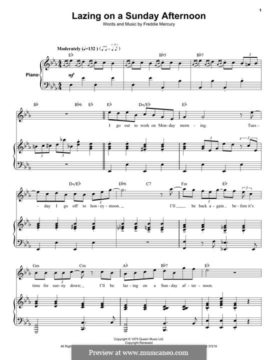 Lazing on a Sunday Afternoon (Queen): For voice and piano by Freddie Mercury