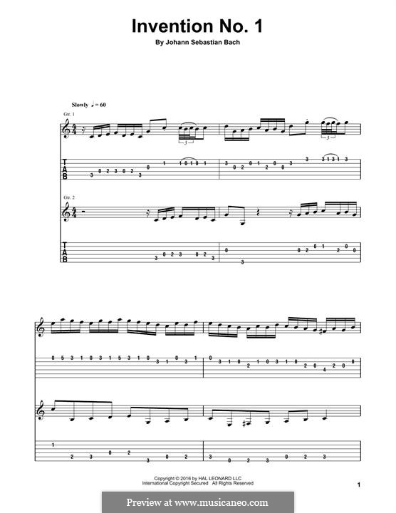No.1 in C Major, BWV 772: For guitar by Johann Sebastian Bach