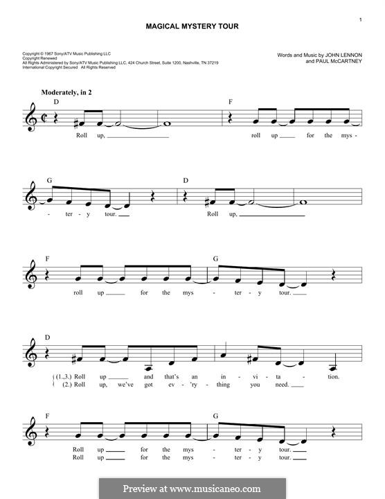 Magical Mystery Tour (The Beatles): Melody line by John Lennon, Paul McCartney