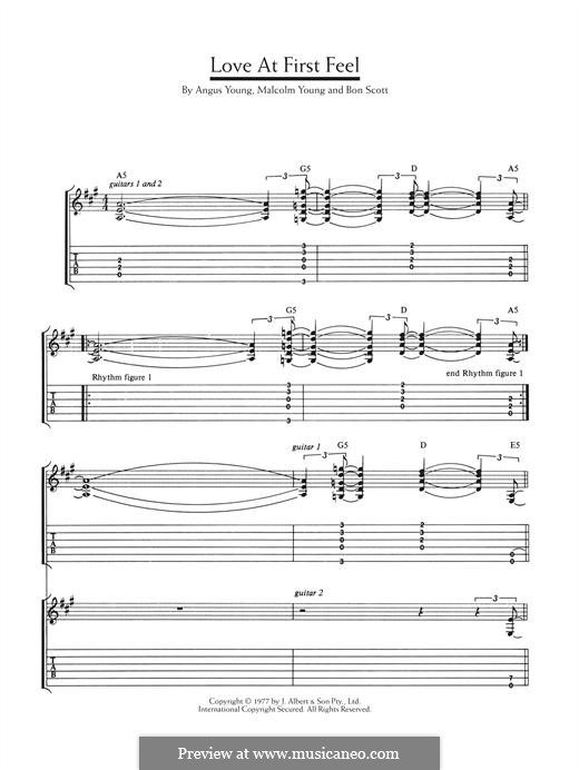 Love at First Feel (AC/DC): For guitar with tab by Angus Young, Bon Scott, Malcolm Young