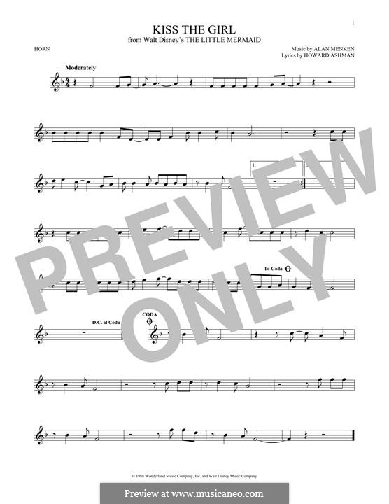 Kiss the Girl (from The Little Mermaid): For horn by Alan Menken
