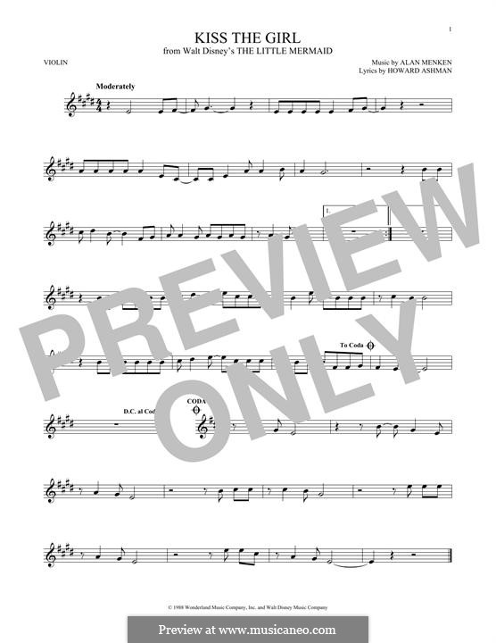 Kiss the Girl (from The Little Mermaid): For violin by Alan Menken