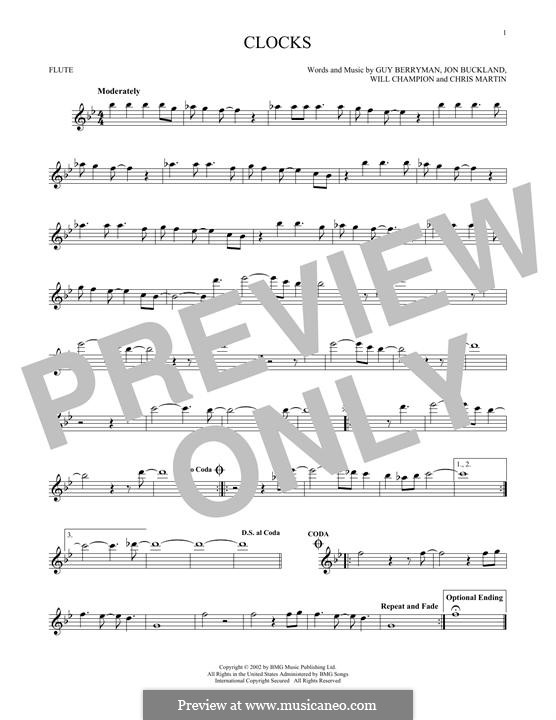 Instrumental version: For flute by Chris Martin, Guy Berryman, Jonny Buckland, Will Champion