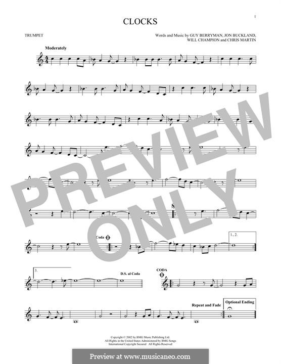 Instrumental version: For trumpet by Chris Martin, Guy Berryman, Jonny Buckland, Will Champion