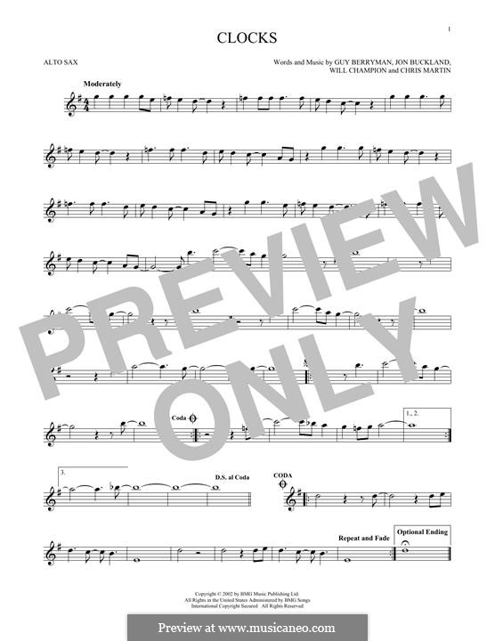 Instrumental version: For alto saxophone by Chris Martin, Guy Berryman, Jonny Buckland, Will Champion