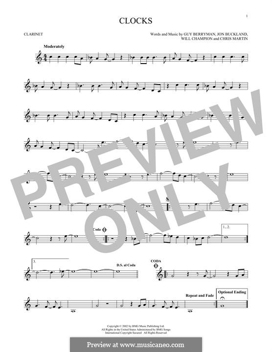 Instrumental version: For clarinet by Chris Martin, Guy Berryman, Jonny Buckland, Will Champion