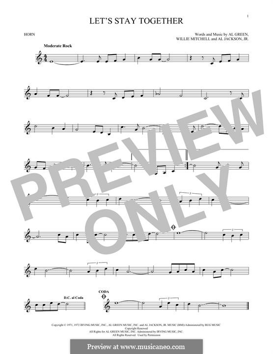 Let's Stay Together: For horn by Willie Mitchell, Al Jackson Jr.