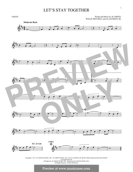 Let's Stay Together: For violin by Willie Mitchell, Al Jackson Jr.