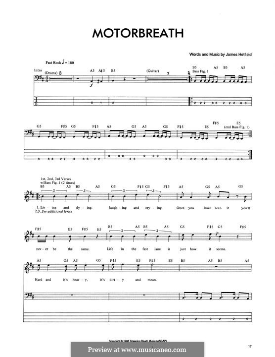 Motorbreath (Metallica): For bass guitar with tab by James Hetfield