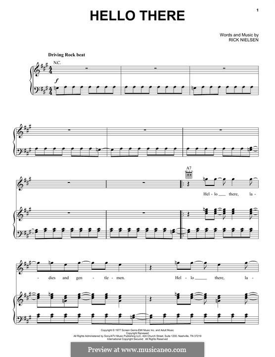 Hello There (Cheap Trick): For voice and piano by Rick Nielsen